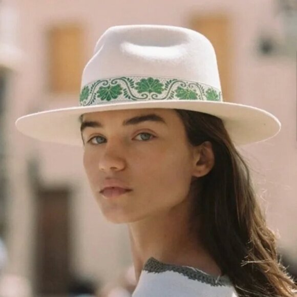 Lack Of Color Ivy Beverly Wool Fedora Hat Green Ribbon NWT - Picture 2 of 12